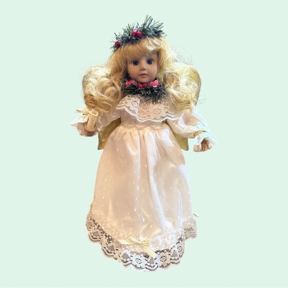 VINTAGE, 18” MOTION ANGEL WITH MUSICAL CHRISTMAS SONGS. SOUND & MOVEMENT WORK
